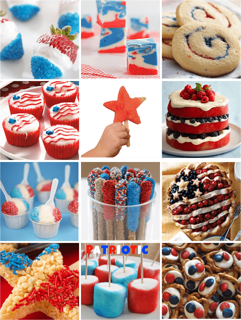 My kitchen still resembles a war zone, so instead of whipping up a few cute, 4th of July treats myself, I've gathered several of my favorites here for you today. Some are cute and easy, others are more time consuming but look oh so delicious! Enjoy!