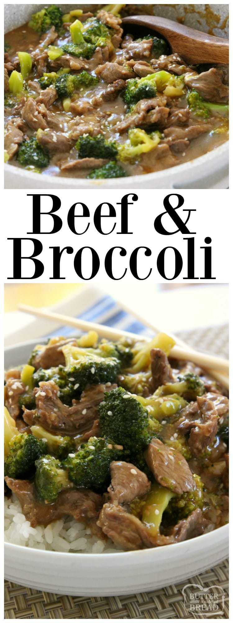 Beef and Broccoli recipe with sliced beef in a flavorful sauce with garlic, ginger & fresh broccoli. Simple to make & tastes like it's from a restaurant! Easy #Beef and #Broccoli #Asian style #recipe for #dinner Butter With A Side of Bread