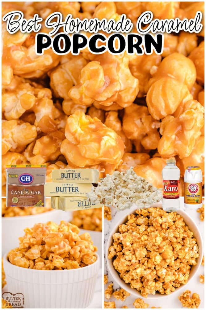 Easy Homemade Caramel Popcorn Butter With A Side Of Bread 