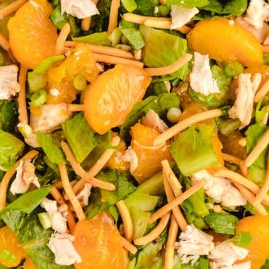 Chinese chicken salad with mandarin oranges and chow mein noodles