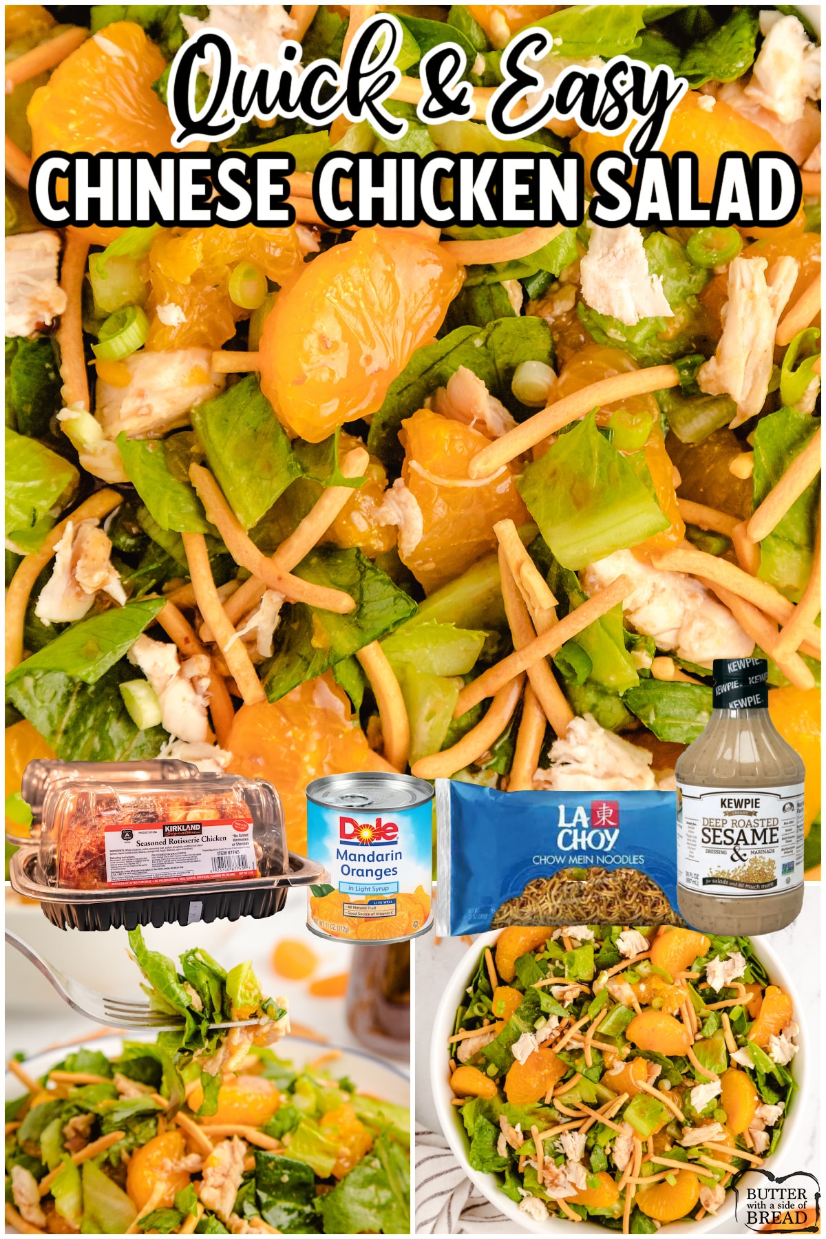 Chinese Chicken Salad is a light, flavorful salad made with grilled chicken, oranges, crunchy chow mein noodles, lettuce & topped with sesame dressing. It's a fantastic summer dinner!