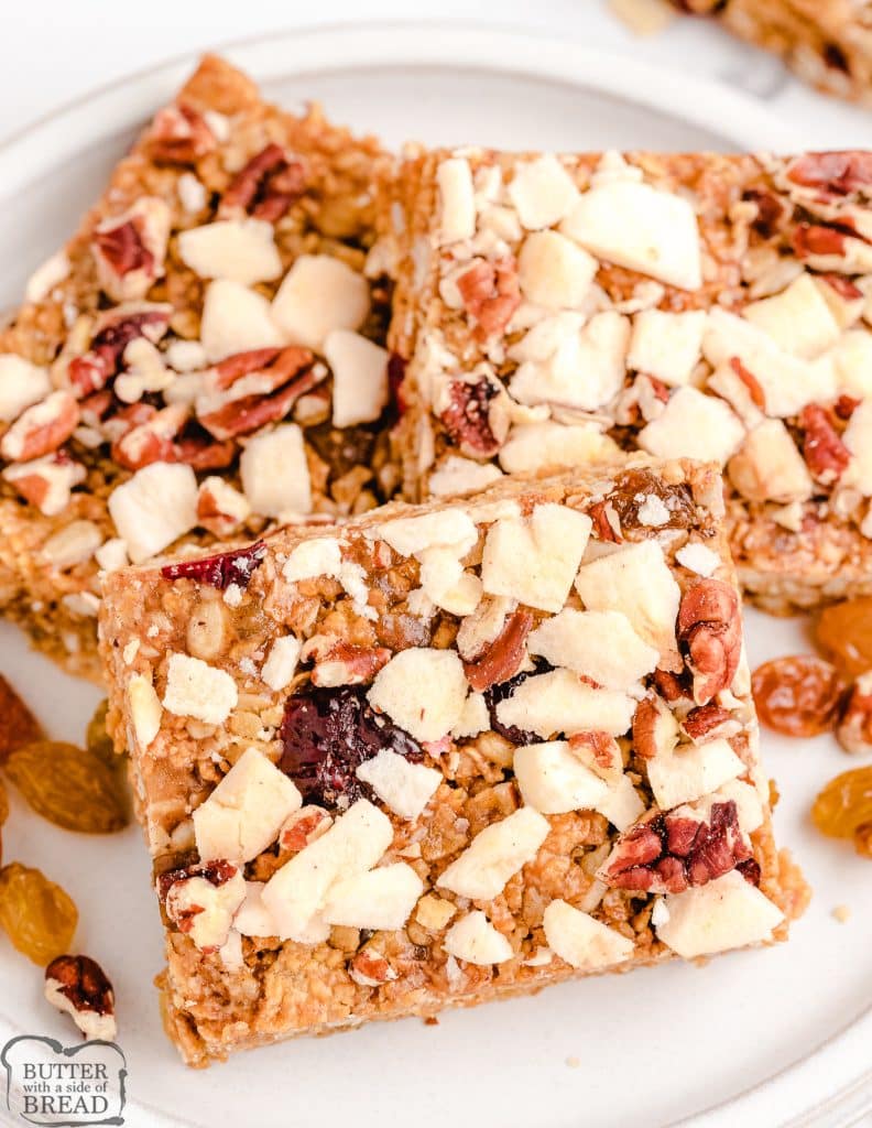 snack bars made with dried apples and cereal