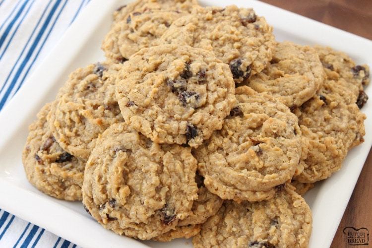 Oatmeal Raisin Cookies that truly are the BEST EVER! Oatmeal, raisins, pudding mix & spices combine in the most delicious, soft & chewy Oatmeal Raisin Cookies.