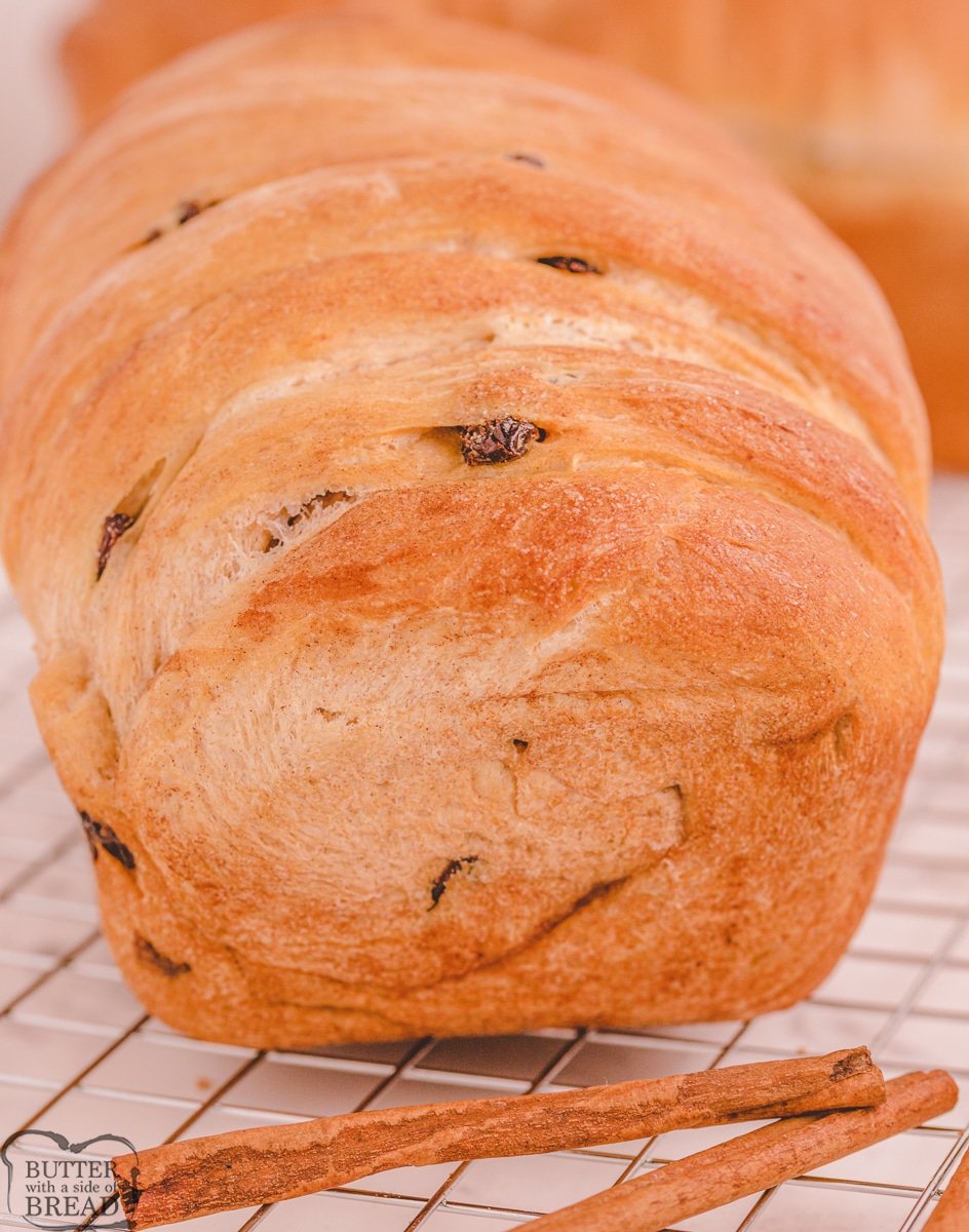 loaf of cinnamon raisin sweet bread