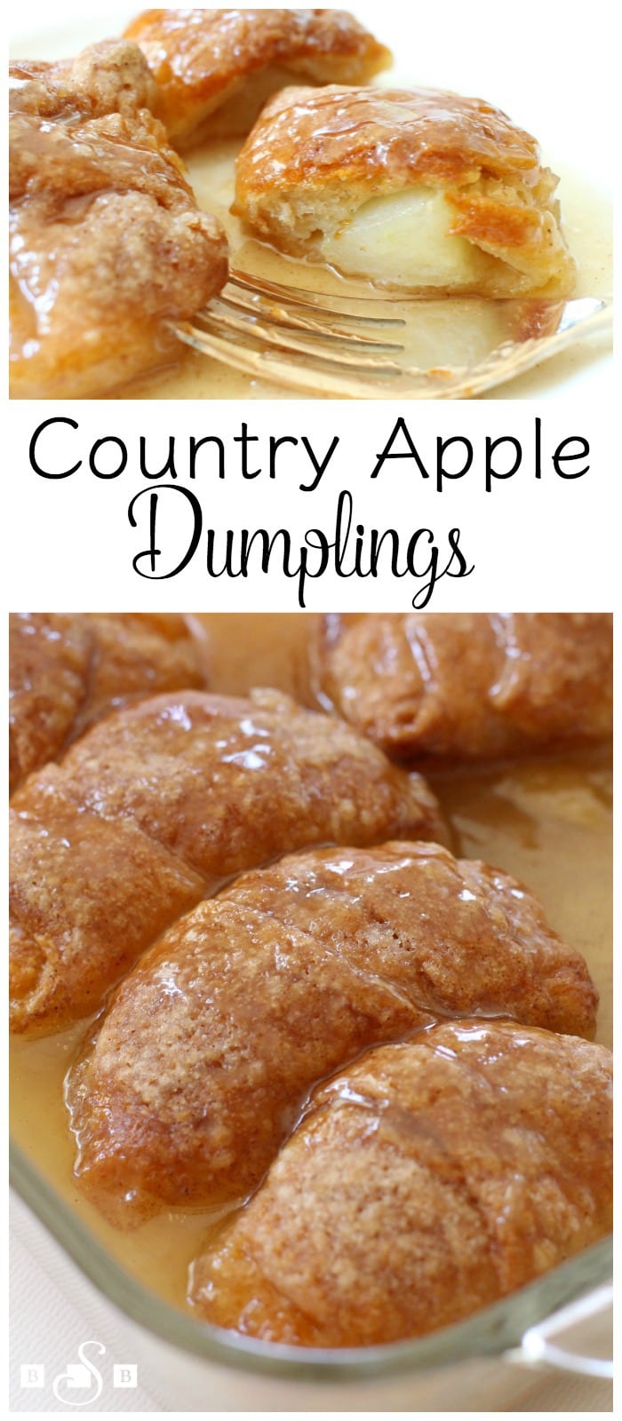 Country Apple Dumplings made easy with few ingredients- an apple, brown sugar, crescent dough & lemon lime soda! Simple recipe for apple dumplings in caramel sauce that everyone loves. Easy #apple #recipe from Butter With A Side of Bread