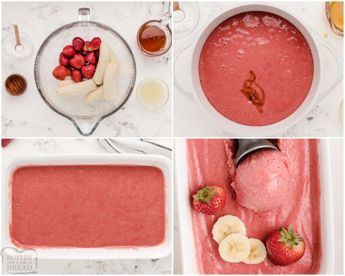 how to make strawberry banana sorbet at home