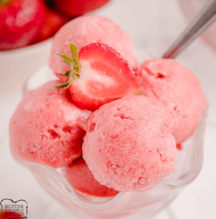 Banana Strawberry Sorbet Recipe Butter With A Side Of Bread
