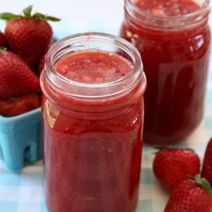 Homemade Strawberry Jam made with just 3 ingredients and NO PECTIN. Making strawberry freezer jam has never been easier or more delicious! 