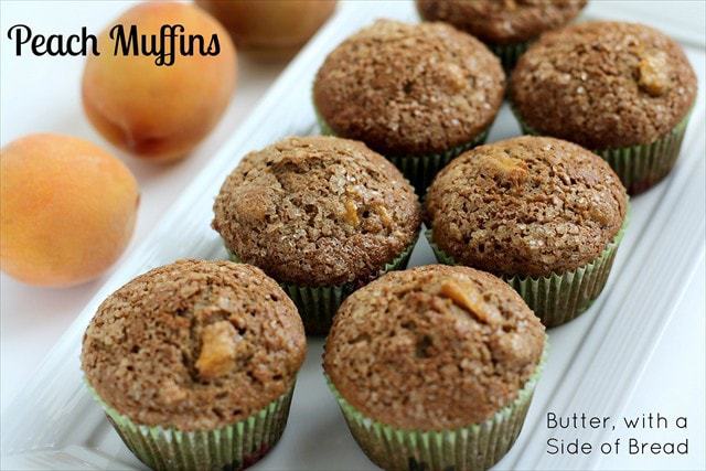 If there's one thing you'll come to know about me, it's that I love muffins. Seriously. I whip up a batch and my kids and I can consume them all before lunchtime. You'll find several of my muffin recipes on here- my all-time favorite Blueberry Muffins, Apple Pumpkin Muffins, and even Zucchini Carrot muffins {don't judge- they're so good!} Today I'll share with you a great recipe for Peach Muffins!