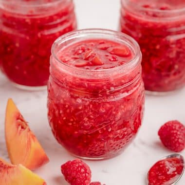 easy raspberry peach freezer jam