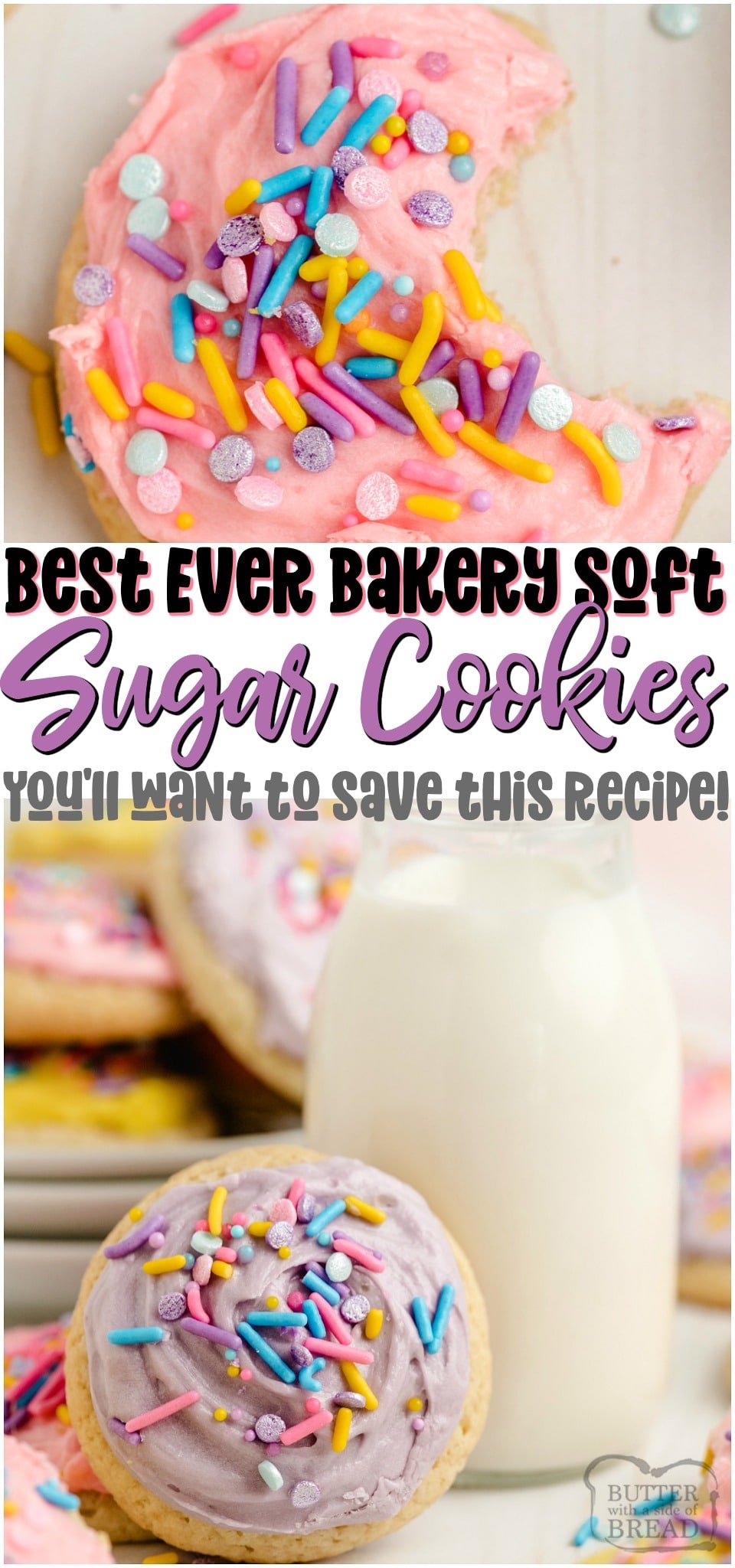 Super Soft Sugar Cookies made with butter, sugar, flour & sour cream for great flavor and soft texture! Softest sugar cookies you've ever had- & they decorate beautifully! Save this recipe! 