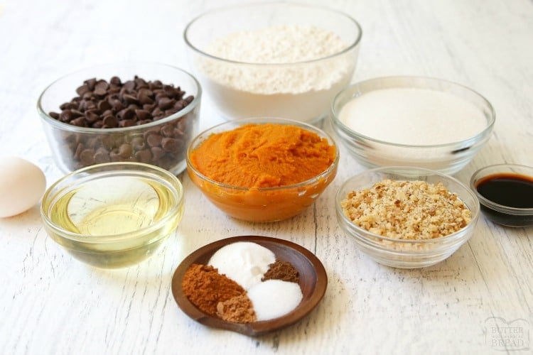 ingredients for pumpkin chocolate chip cookies