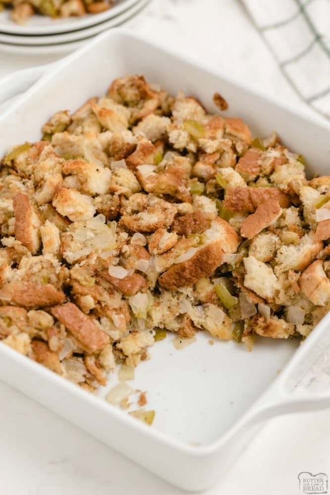 BEST HOMEMADE THANKSGIVING STUFFING - Butter with a Side of Bread