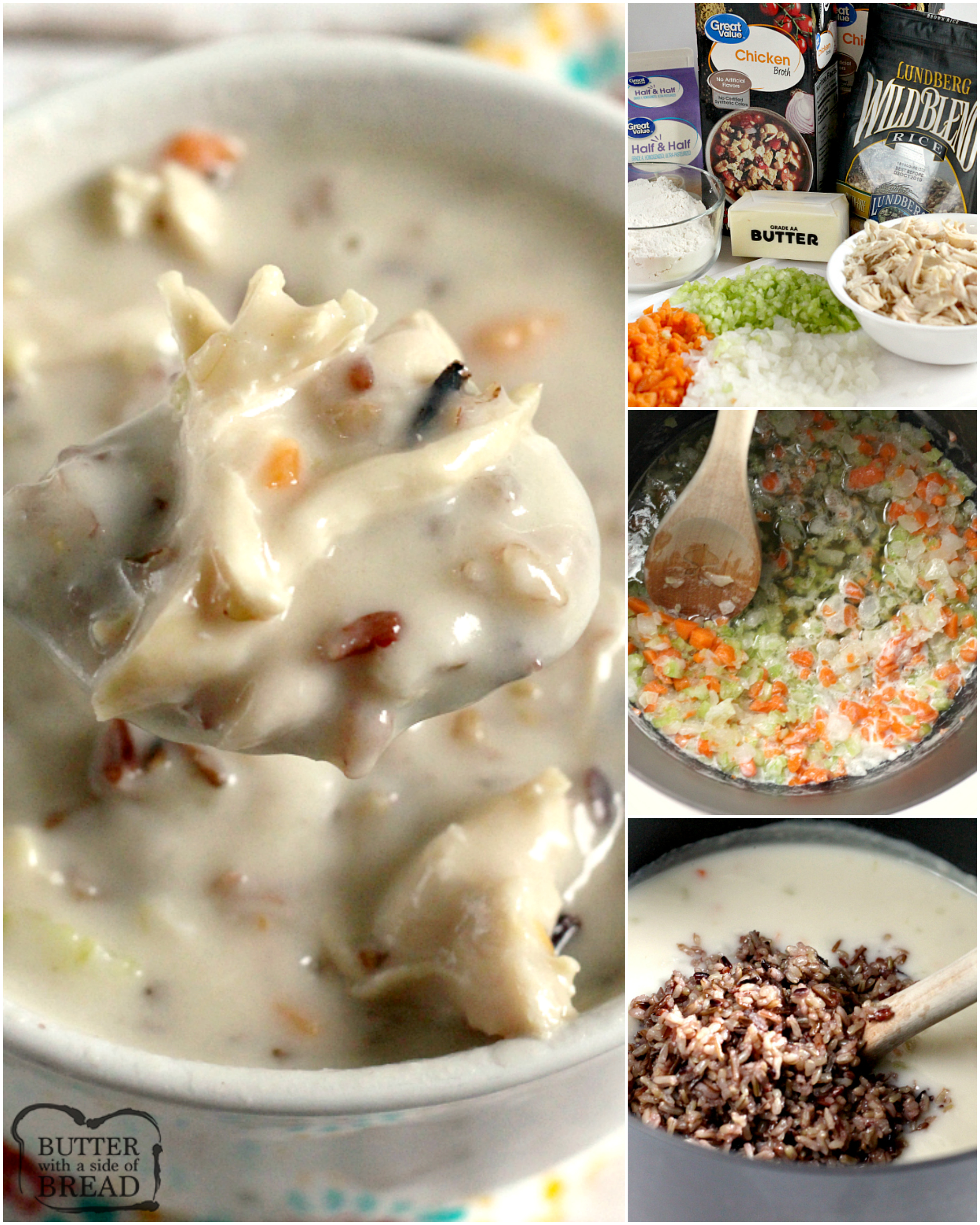 Creamy Chicken Wild Rice Soup is a simple, broth based soup recipe full of chicken, wild rice, vegetables and cream. This hearty and delicious soup is a family favorite!