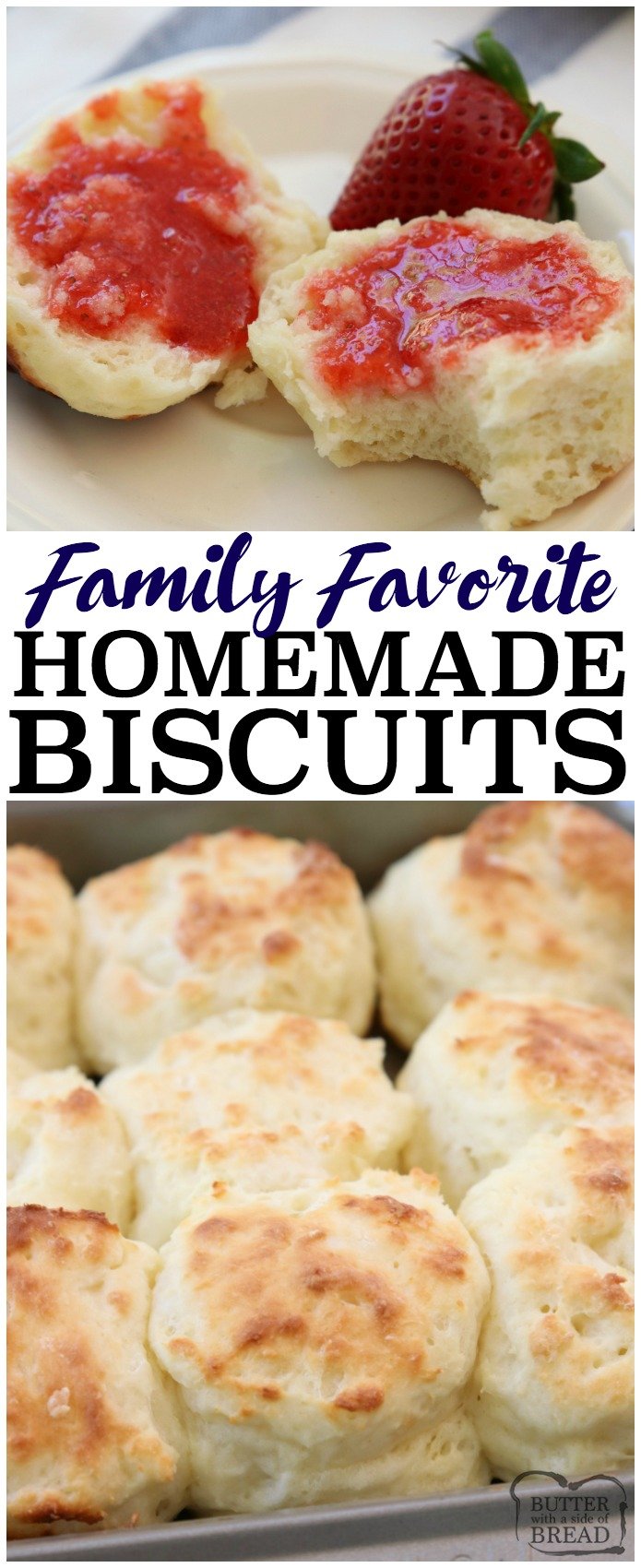 Easy Sour Cream Biscuit Recipe made from scratch in minutes with common ingredients. Perfect soft, flaky texture with fantastic butter flavor. This will be your new favorite biscuit recipe! #homemade #biscuit #recipe #biscuits #bake #food #dinner #bread #quickbread from BUTTER WITH A SIDE OF BREAD