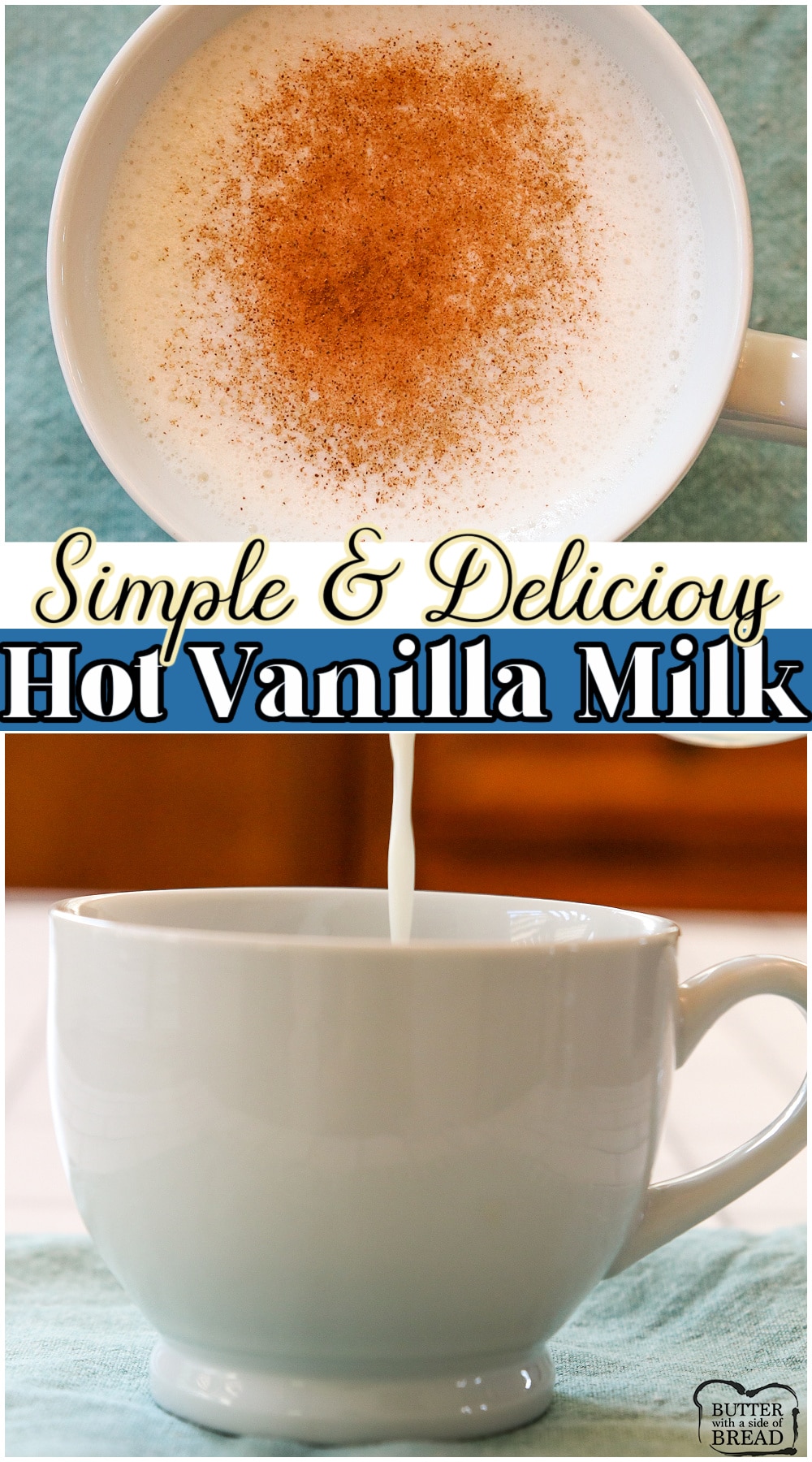 Hot vanilla milk is a delicious warm beverage recipe that our family adores! It's a perfectly sweet, comforting drink that's a nice alternative to hot chocolate. Great for bedtime & so easy to make!