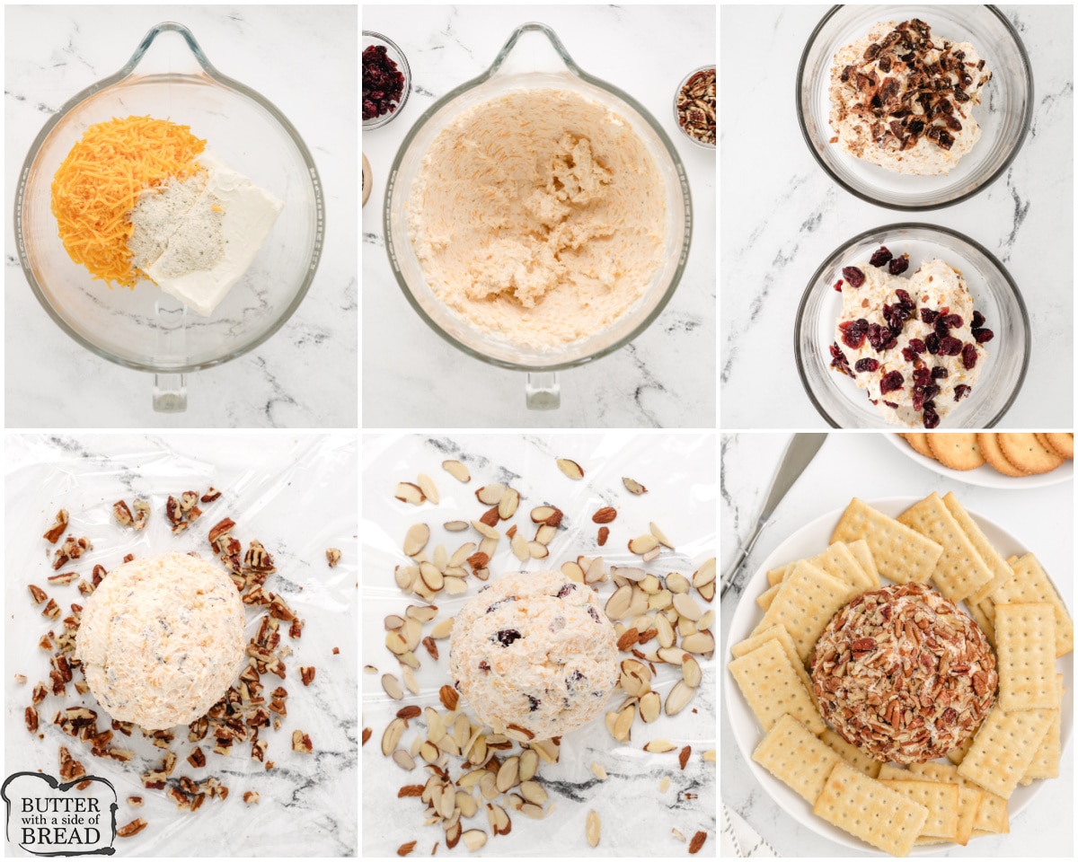 step by step instructions for making a holiday cheese ball