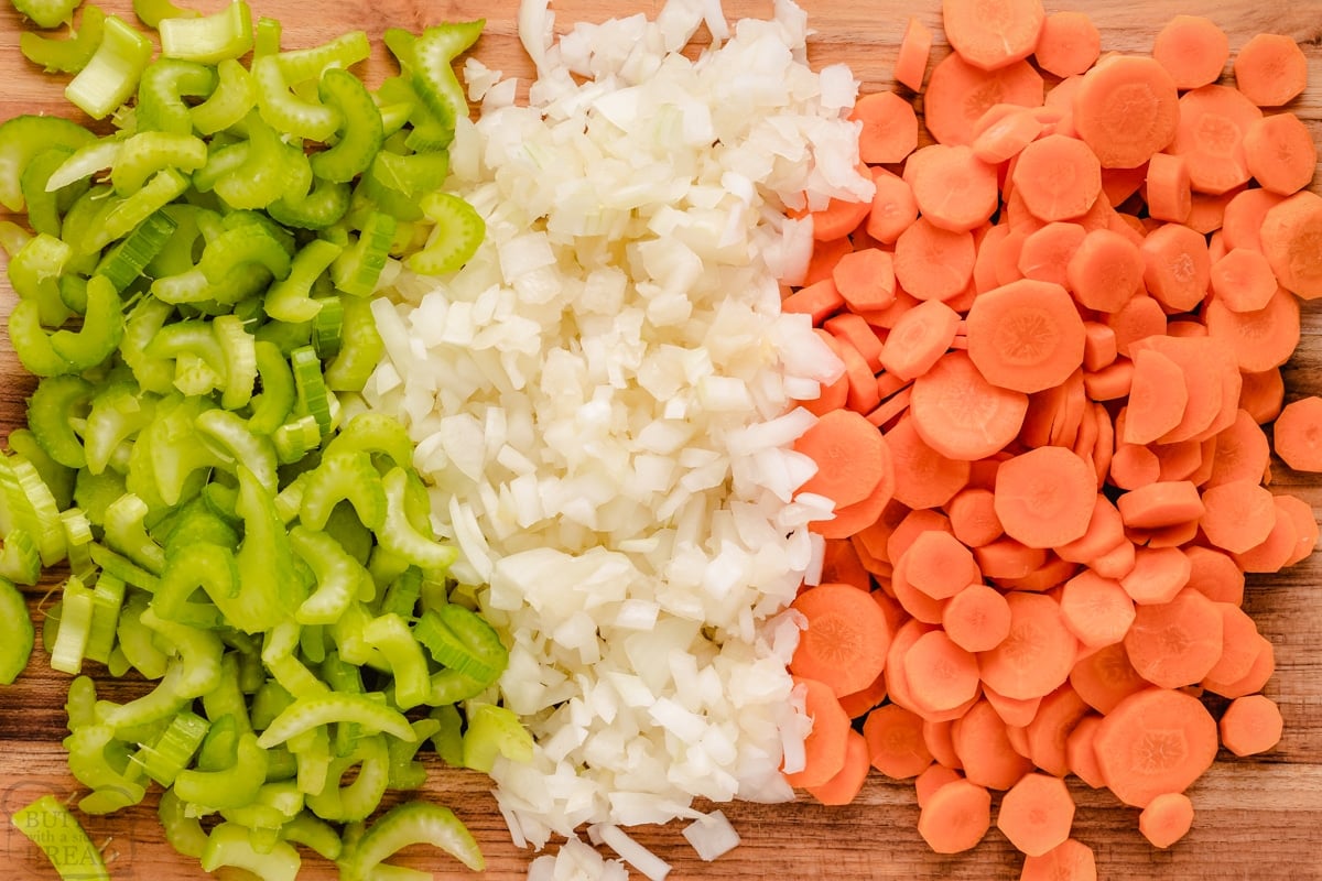 Chopped fresh vegetables (carrot, celery, onion, colored peppers