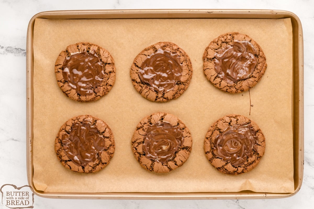 Chocolate cookies frosted with Andes mints.
