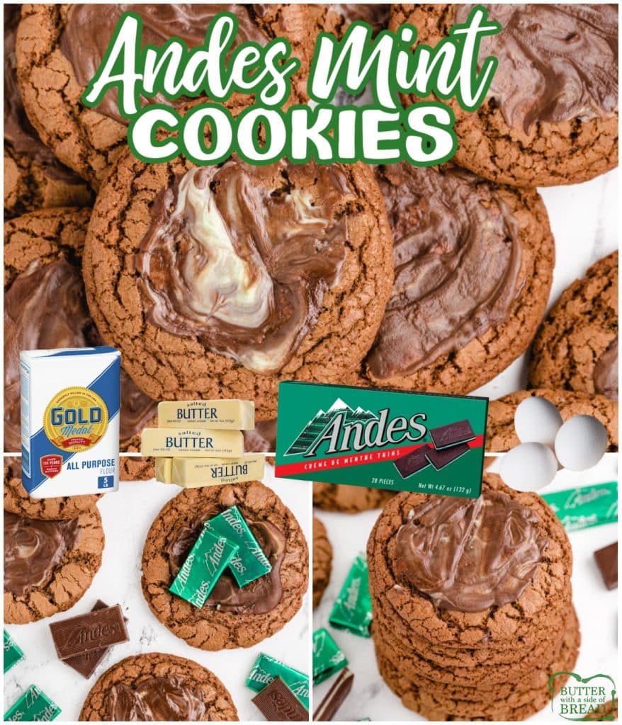 Andes Mint Cookies are soft and chewy chocolate cookies with a melted Andes mint on top. Delicious chocolate mint cookies that are easy to make! 