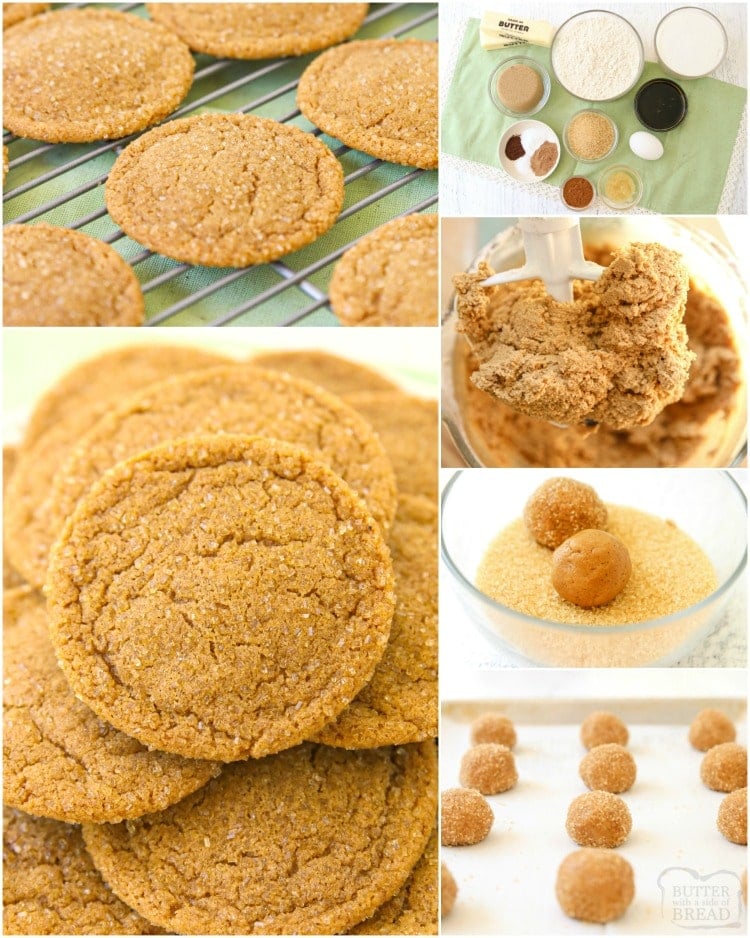 Chewy Ginger Cookies made with molasses and a lovely blend of holiday spices. Perfect soft Ginger Molasses Cookies for Christmas!