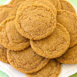 Spiced Ginger Cookies made with molasses and a lovely blend of holiday spices. Perfect soft Ginger Molasses Cookies for Christmas!
