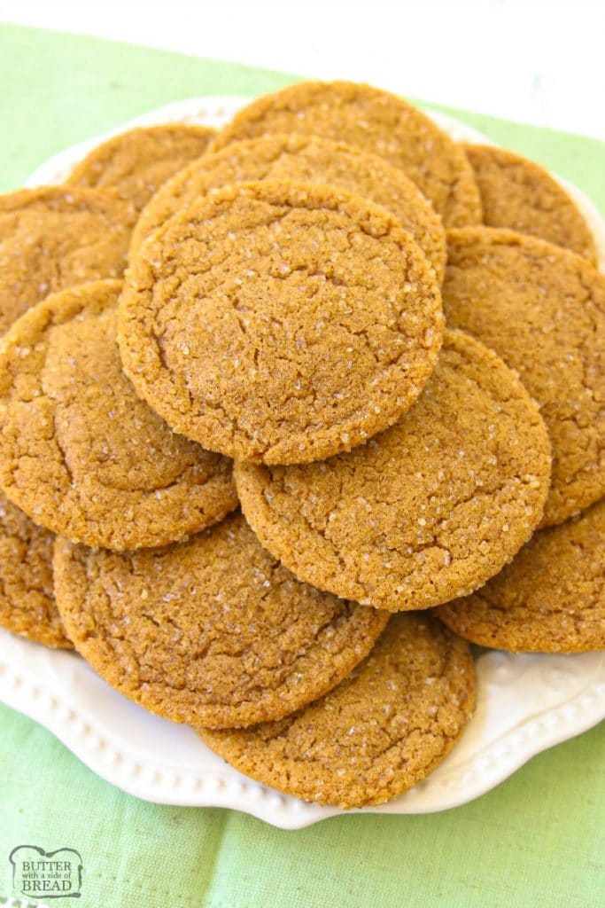 Spiced Ginger Cookies made with molasses and a lovely blend of holiday spices. Perfect soft Ginger Molasses Cookies for Christmas!