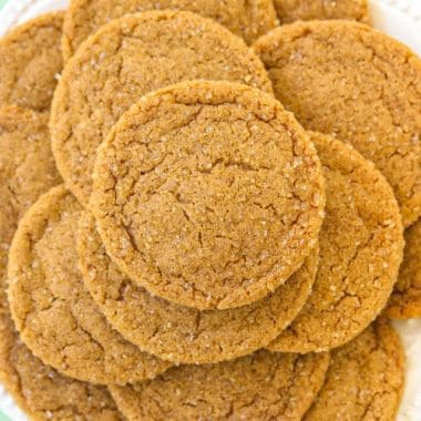 Spiced Ginger Cookies made with molasses and a lovely blend of holiday spices. Perfect soft Ginger Molasses Cookies for Christmas!