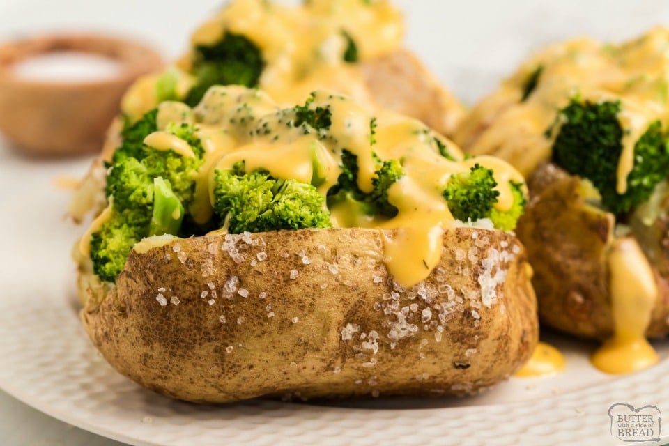 Best Baked Ptoatoes with Broccoli and Cheese Sauce