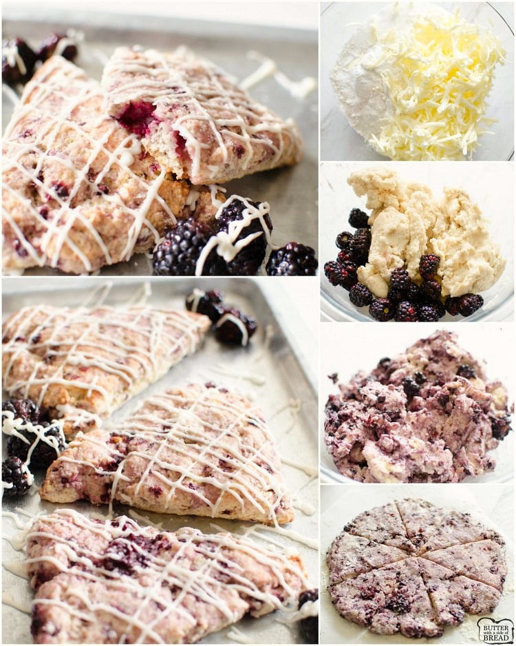 Easy Homemade Blackberry Scone recipe for buttery, soft & flavorful scones. Easily the best scone recipe ever! Good with blueberries & strawberries too!