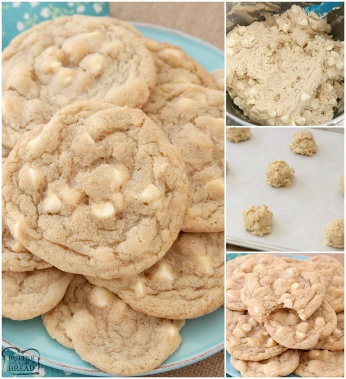 Mrs.Fields White Chocolate Chip Cookies are soft, delicious cookies filled with sweet white chocolate chips. Copycat Mrs.Field's cookie recipe that everyone can make at home!