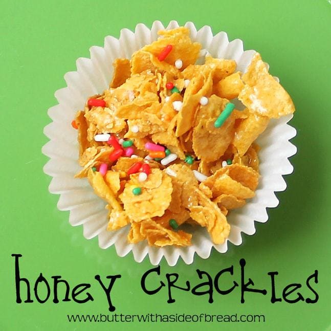 honey crackles:butter with a side of bread