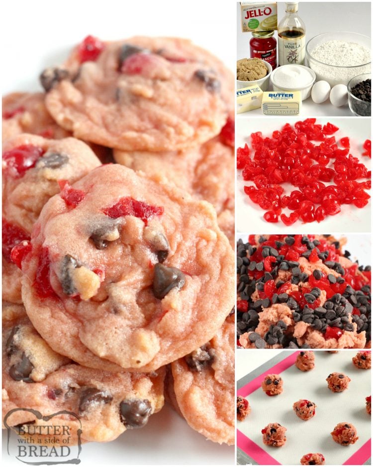 Step by step instructions on how to make cherry chocolate chip cookies