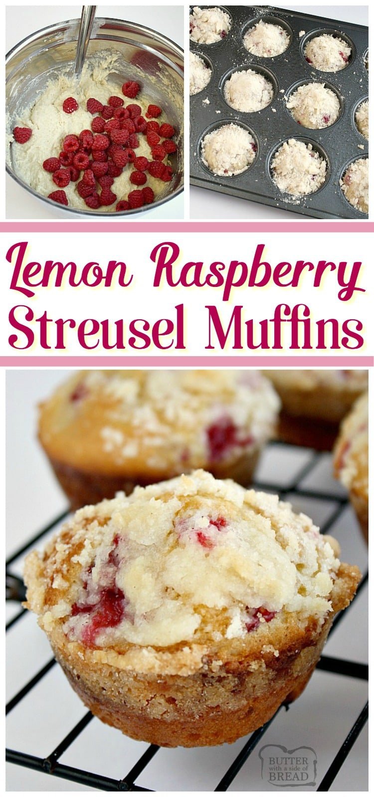 Lemon Raspberry Streusel Muffins with a lovely bright, raspberry flavor and topped with a sweet buttery streusel topping. Perfect morning treat! 