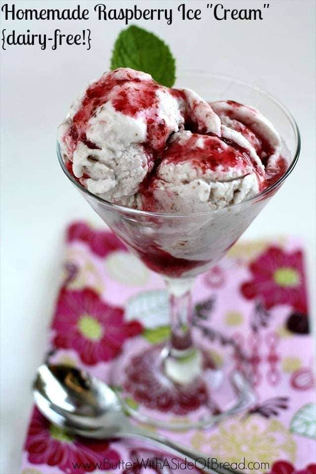 HOMEMADE RASPBERRY ICE "CREAM" {DAIRY-FREE!} Butter with a Side of Bread