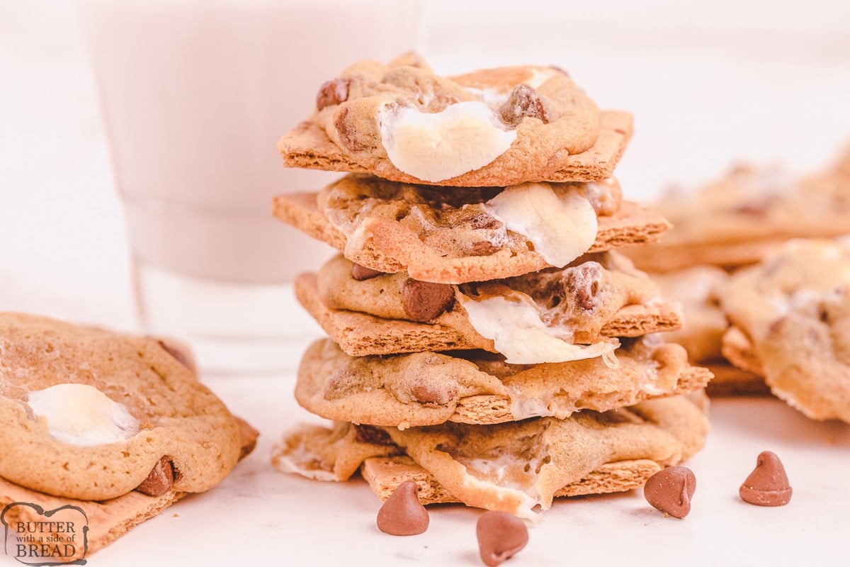 stack of smores cookies