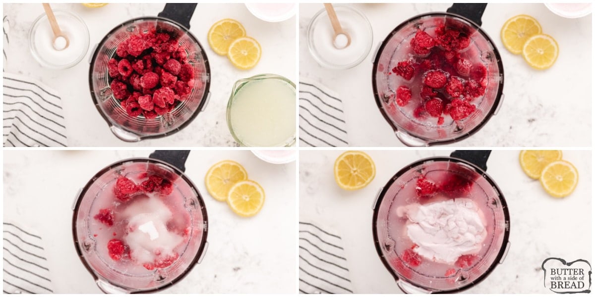 Step by step instructions on how to make Lemon Raspberry Smoothies