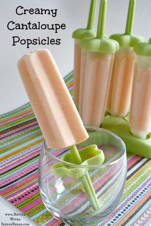 One of my favorite parts of summer is all of the fresh fruit that is available.  I found this extremely simple recipe, realized it only had 3 ingredients and decided to give it a try.  We all loved these popsicles, and I love the fact that they don't have a bunch of dyes, preservatives and other hard to pronounce ingredients!  This recipe is basic enough that I think you could probably swap other types of fruit for the cantaloupe or even try a combination of fruits.