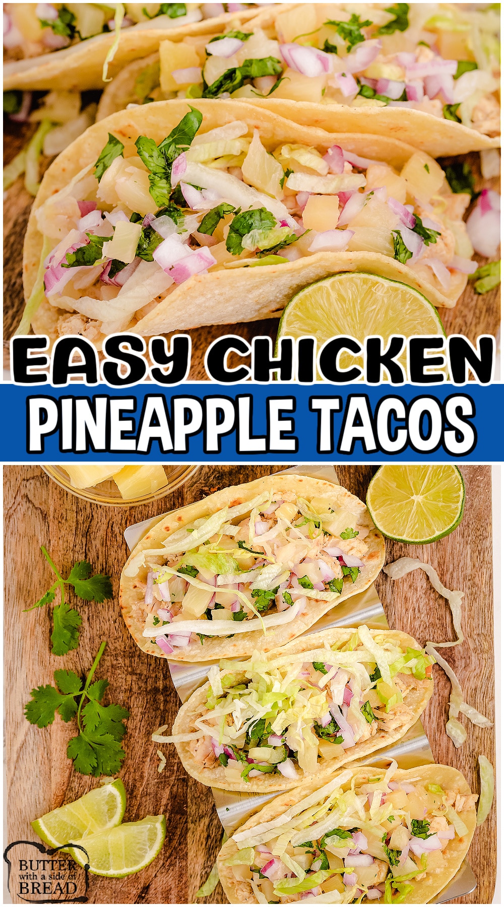 Pineapple Chicken Tacos are a delicious blend of tangy sweet & savory flavors perfect for Taco Tuesday! Easy rotisserie chicken tacos with pineapple salsa come together fast and are a crowd pleaser!