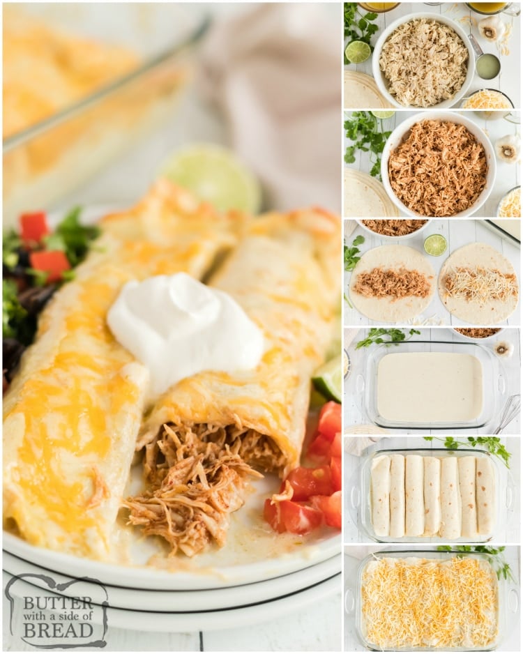 Step by step instructions on how to make chicken enchiladas