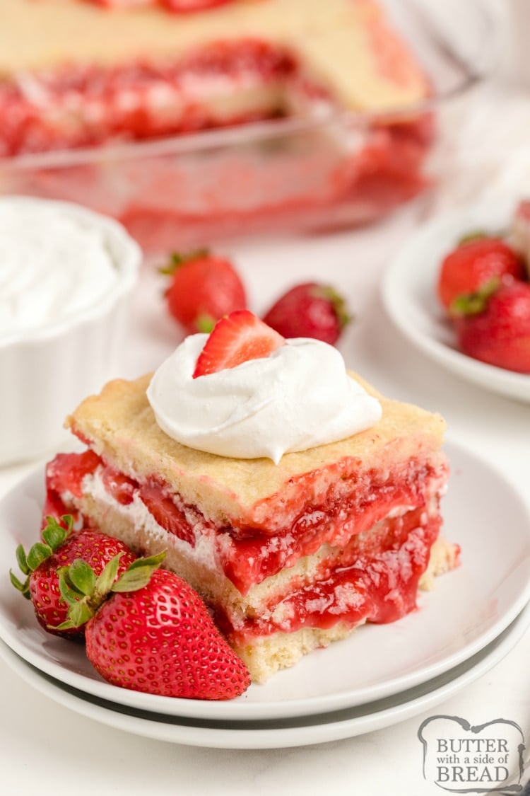 Sugar cookies layered with strawberries and whipped cream