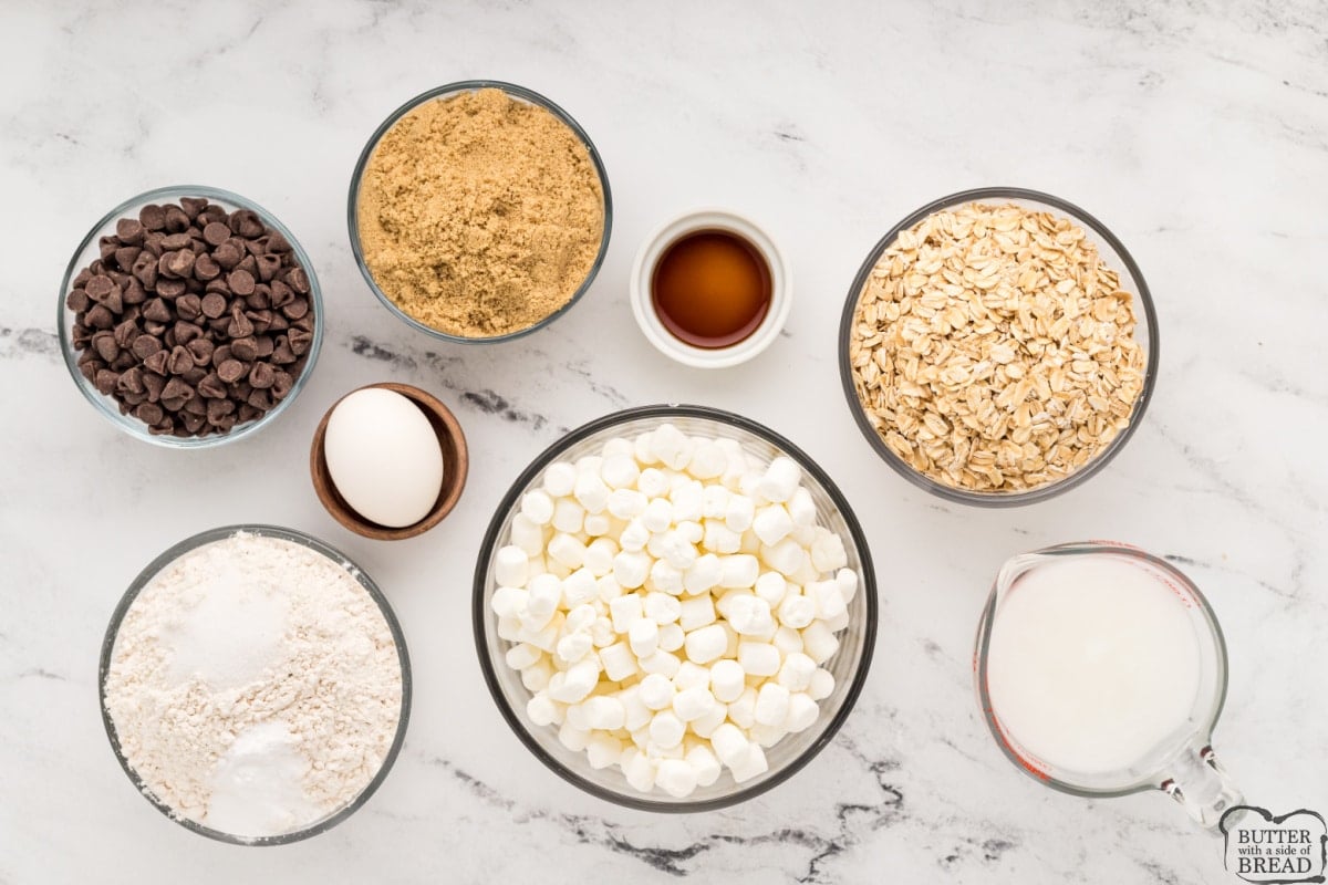 Ingredients in Marshmallow Oatmeal Chocolate Chip Bars