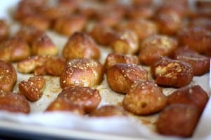 HOMEMADE WHOLE WHEAT SOFT PRETZEL BITES: Butter with a Side of Bread