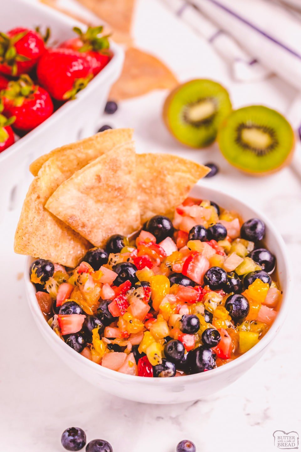 Fresh Fruit Salsa with Baked Buttery Cinnamon Chips recipe