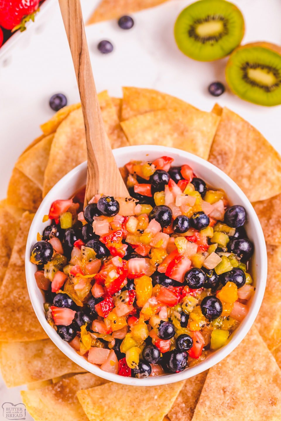 Fresh Fruit Salsa with Baked Buttery Cinnamon Chips recipe
