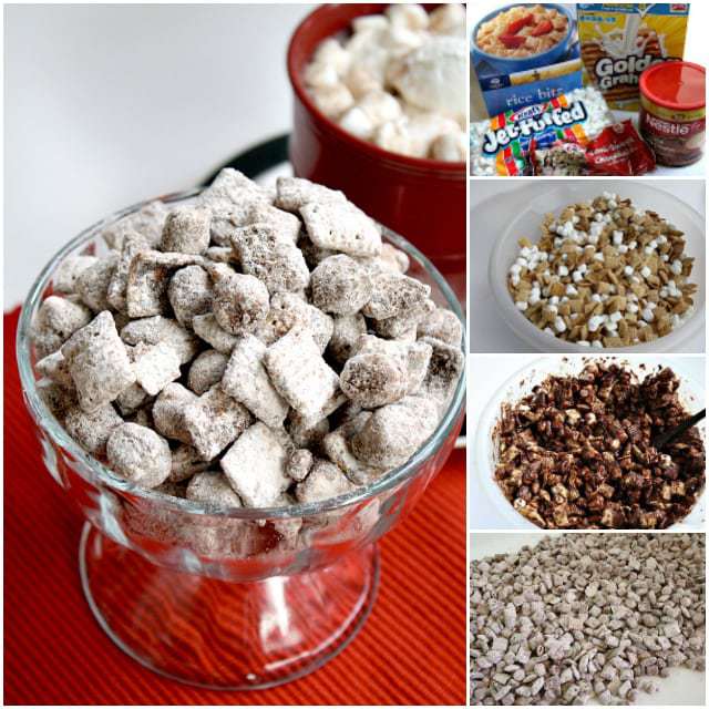 Hot Chocolate Snack Mix is a crunchy and delicious treat to munch on this holiday season, full of Chex cereal, chocolate, marshmallows, and graham crackers!