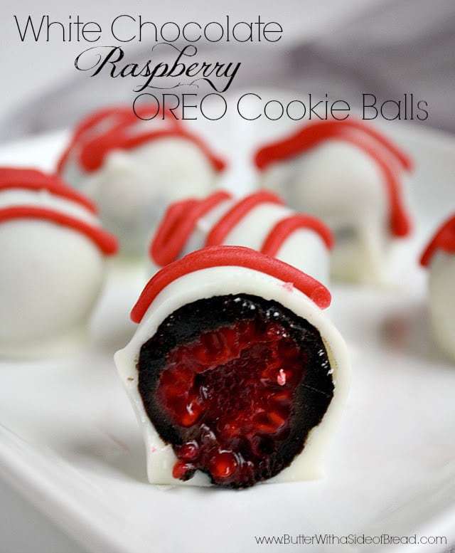 Oreo Balls are a great treat and these are extra delicious with a fresh raspberry in the middle and the crushed Oreo smothered in white chocolate!  