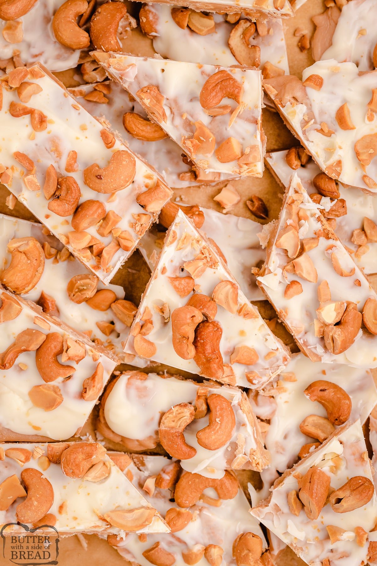 cashew toffee with white chocolate