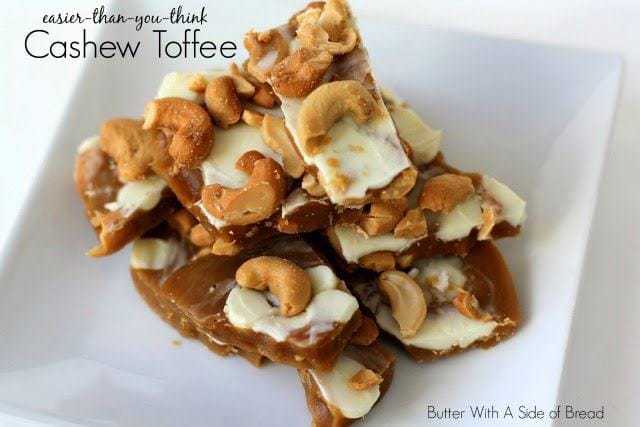 Cashew Toffee is an easy favorite holiday dessert, simply adding roasted cashews to a delicious traditional toffee recipe! 