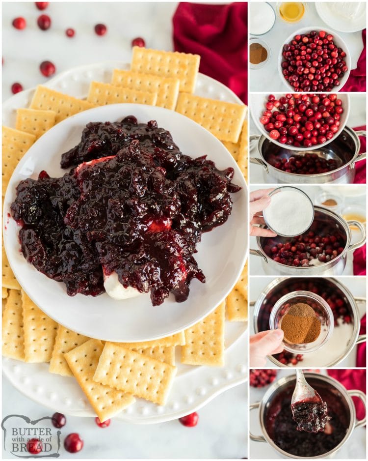 Step by step instructions on making cranberry cream cheese dip